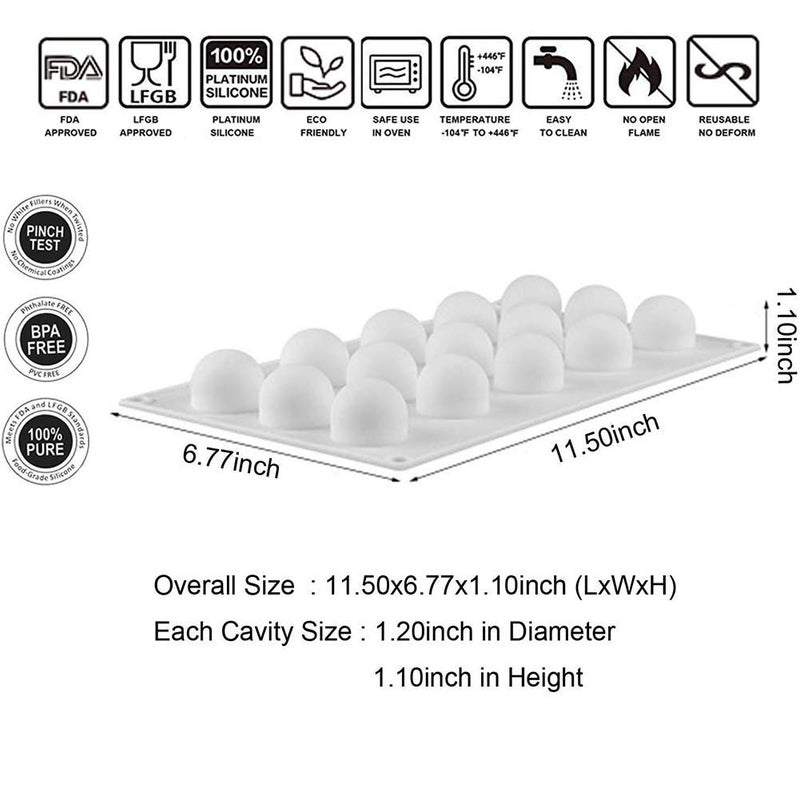OCPO KITCHEN Mini Truffles Silicone Mold for Baking Candy, Chocolate, Cake Decoration Mold, Non-Stick & Easy Release, 3D Mini Ball Shape (15-Cavity) - Image 2
